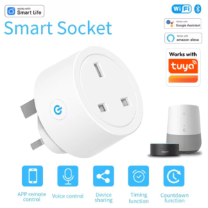 Tuya Wireless WiFi Smart Plug 16A UK Socket Smart Life APP Work With Alexa Google Assistant Voice Control Smart Home Power Monitoring Smart Plug In Sri Lanka